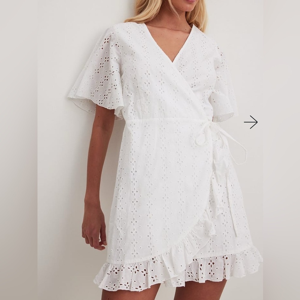 Japna White Wraps Broderie Anglaise Dress (628)